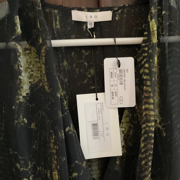 IRO Akley Long Sleeve Chartreuse Snake Print Mini Dress - Picture 4 of 8